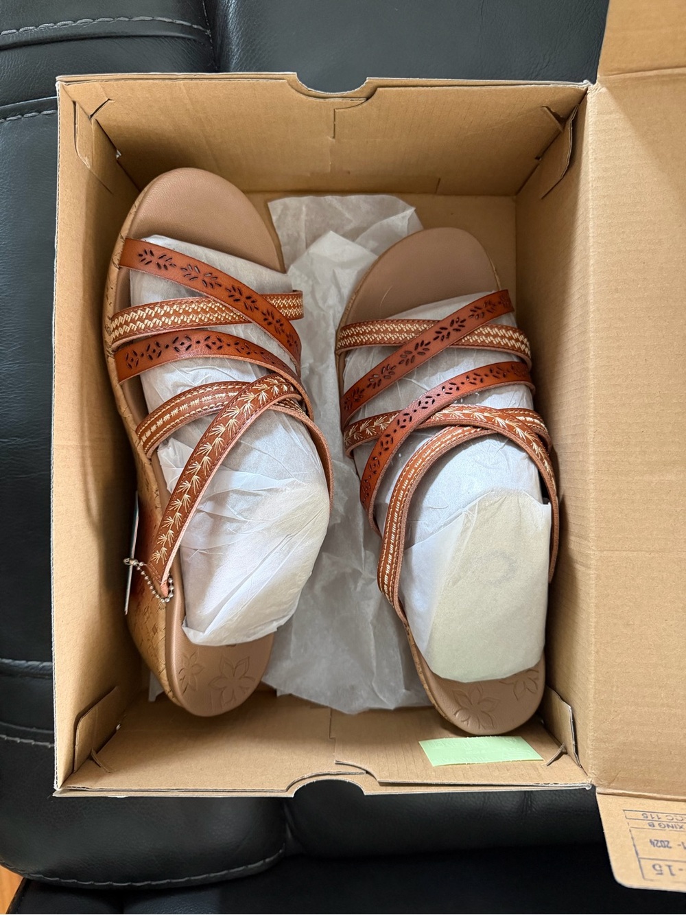 Skechers Women's Tan Brown Multi-Strap Wedge Sandals